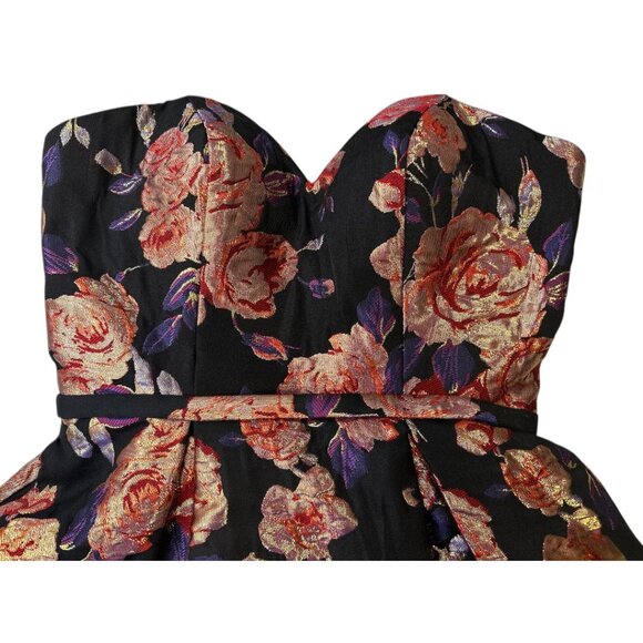 Mac Duggal Strapless Bustier Dress Floral Print Sz 2 Cocktail Elegant - Picture 6 of 13